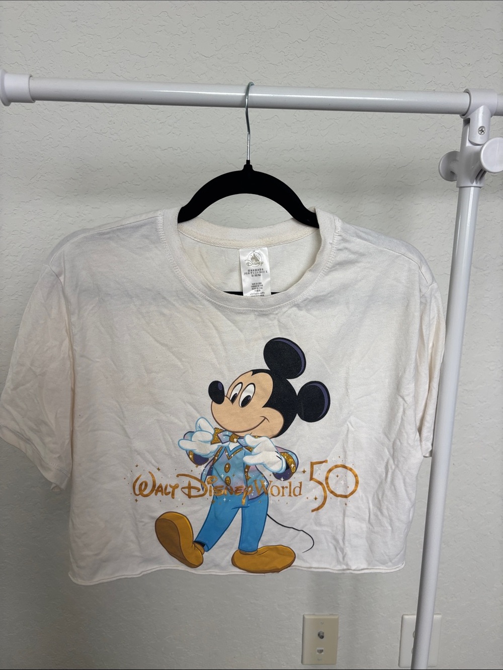 Disney 50 Mickey Mouse White cropped Tee